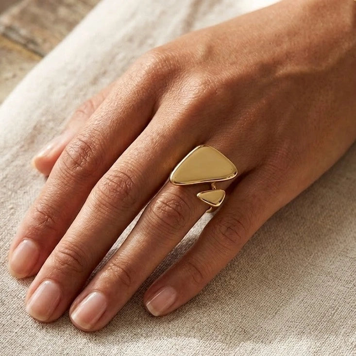 Abstract Geometric Statement Ring - Anti Tarnish Fashion Jewelry