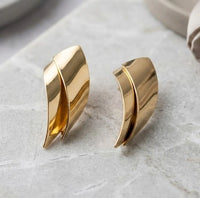 Geometric Fold Anti Tarnish Gold Plated Earrings | Modern Statement Jewelry