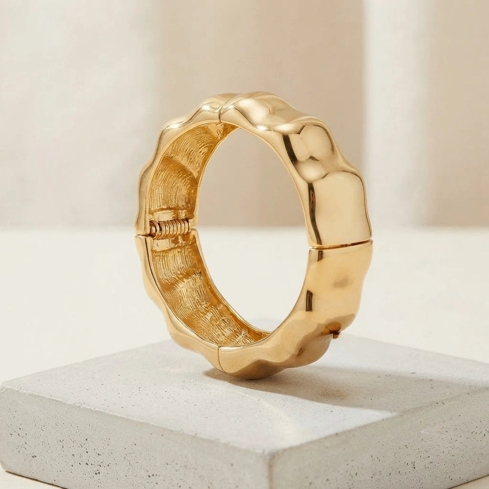 Chunky Wavy Gold Cuff Bracelet | High Quality Statement Bangle