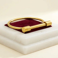 Minimalist Cylinder Cuff Bracelet - Anti Tarnish Gold Plated