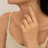 Nail Wrap Ring with Baguette Crystals | Anti-Tarnish Gold Plated