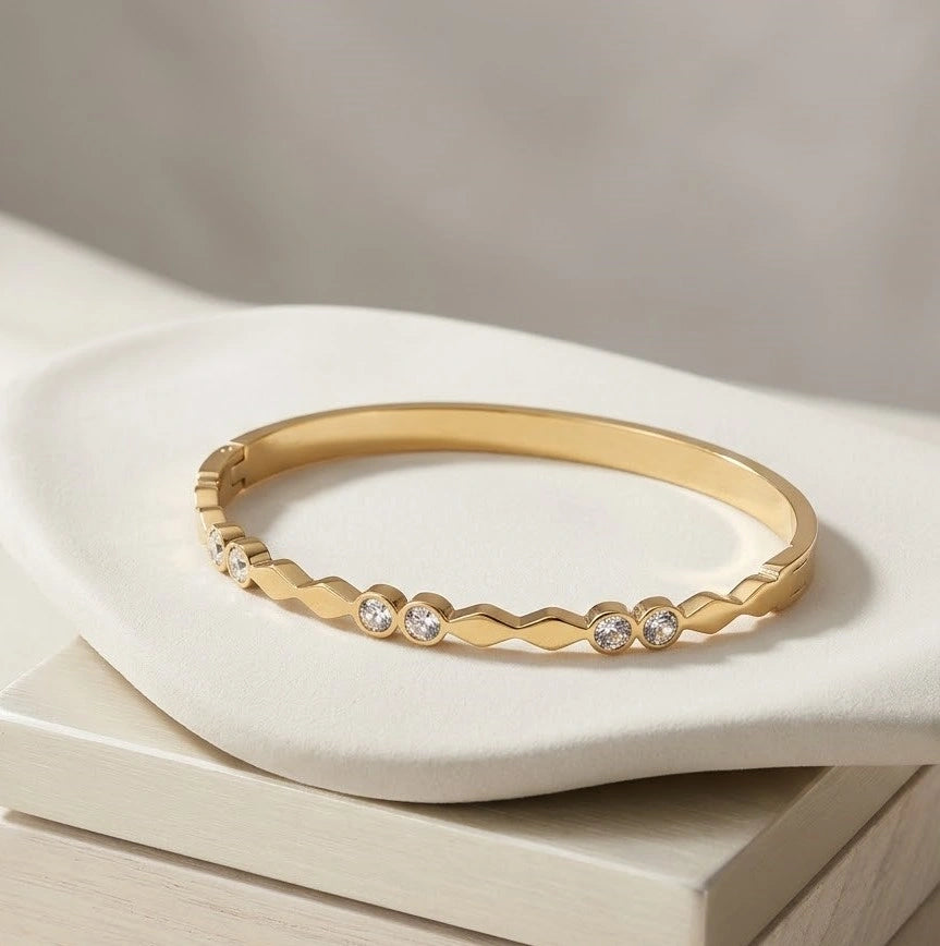 Crystal Studded Anti Tarnish Bangle Bracelet for Women