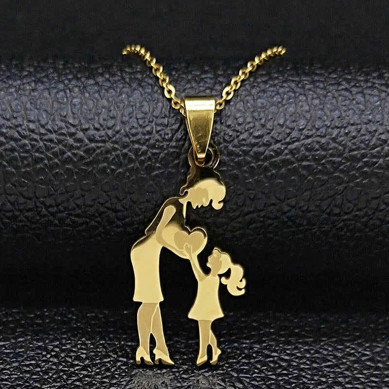 Mother & Daughter Silhouette Pendant Necklace | Anti-Tarnish Gold Plated