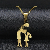 Mother & Daughter Silhouette Pendant Necklace | Anti-Tarnish Gold Plated