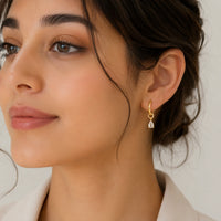 Crystal Teardrop Hoop Earrings - Anti Tarnish Gold Plated