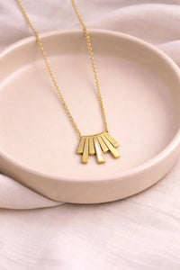 Geometric Fan Bar Pendant Necklace | Anti-Tarnish Gold Plated | Minimalist Korean Style