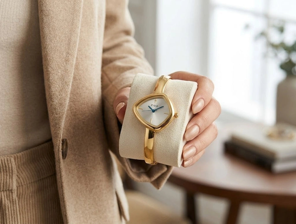 Luxury Triangle Dial Bangle Watch - Anti-Tarnish Gold Plated Aesthetic Watch for Women