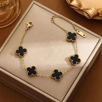 Moncheri Black Clover & Bamboo Bracelet Combo for Women - Old Money Aesthetic