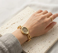 Anti-Tarnish Gold Plated Leopard Dial Chain Watch Bracelet | Moncheri Jewels