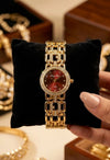 Moncheri Premium Anti-Tarnish Gold Plated Maroon Dial Luxury Watch