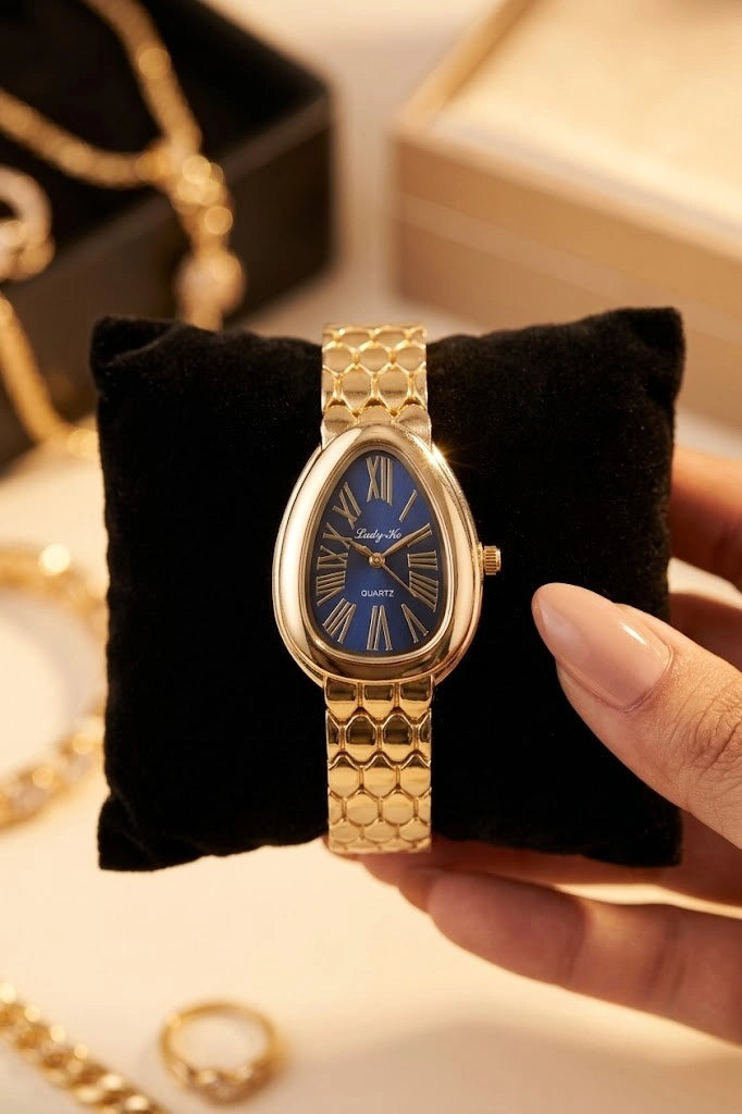 Moncheri Royal Blue Dial Serpent Watch - Premium Anti-Tarnish Gold Plated