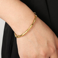 Bamboo Design Anti-Tarnish Gold Plated Bracelet | Korean Minimalist Bangle