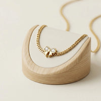 Coquette Bow Heart Pendant Snake Chain Necklace - Anti Tarnish Gold Plated