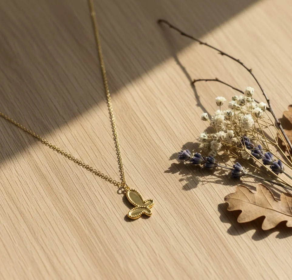 Korean Style Butterfly Necklace | Gold Plated Anti-Tarnish Pendant for Women