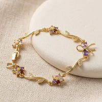 Korean Style Dainty Floral Butterfly Gold Plated Bracelet-Tulip