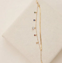 Multi-Color Stone Layered Gold Plated Bracelet | Anti Tarnish