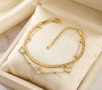 Korean Style Double Layered Snake Chain Bracelet - Anti Tarnish