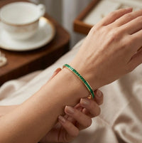 Emerald Green Square Stone Gold Plated Bracelet | Anti Tarnish