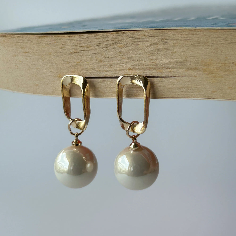 Eternal Rectangle Pearl Statement Earrings – Modern Faux Pearl Dangles by MONCHERI