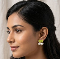 Coquette Green Bow & Lily of the Valley Floral Earrings