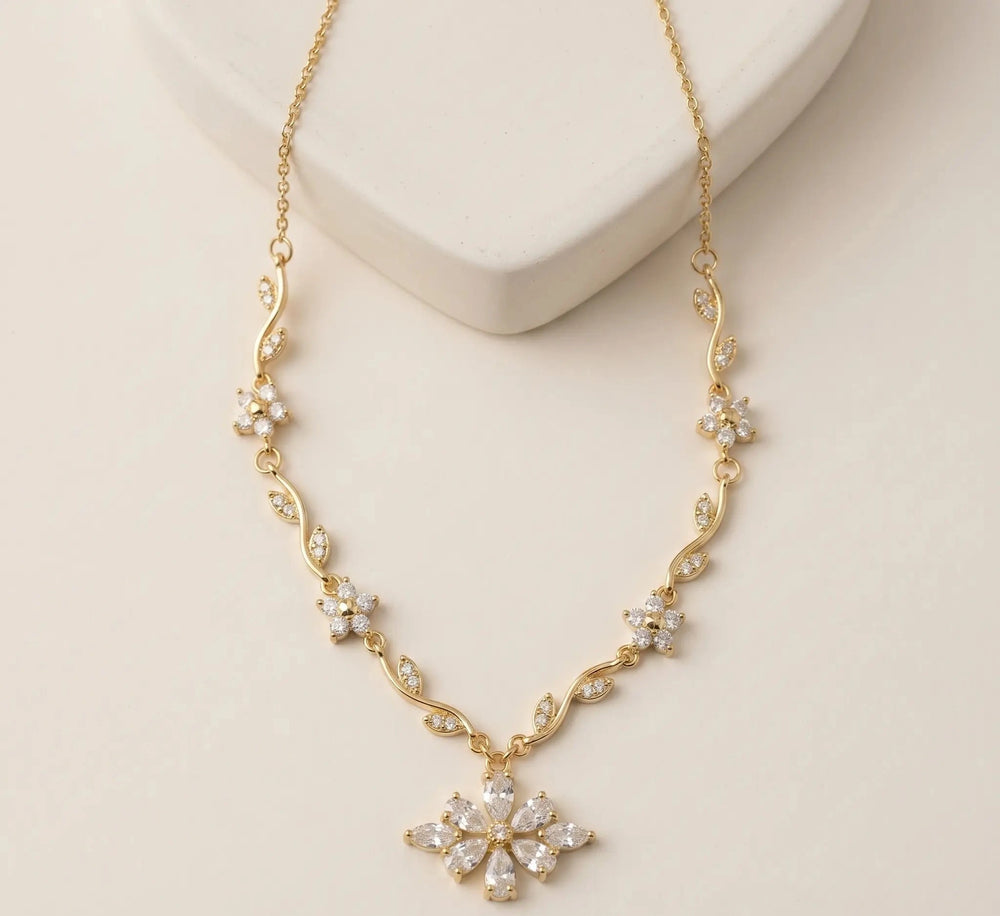 Anti Tarnish Gold Plated Floral Pendant Necklace for Women | Elegant Designer Daily Wear Necklace- Tulip