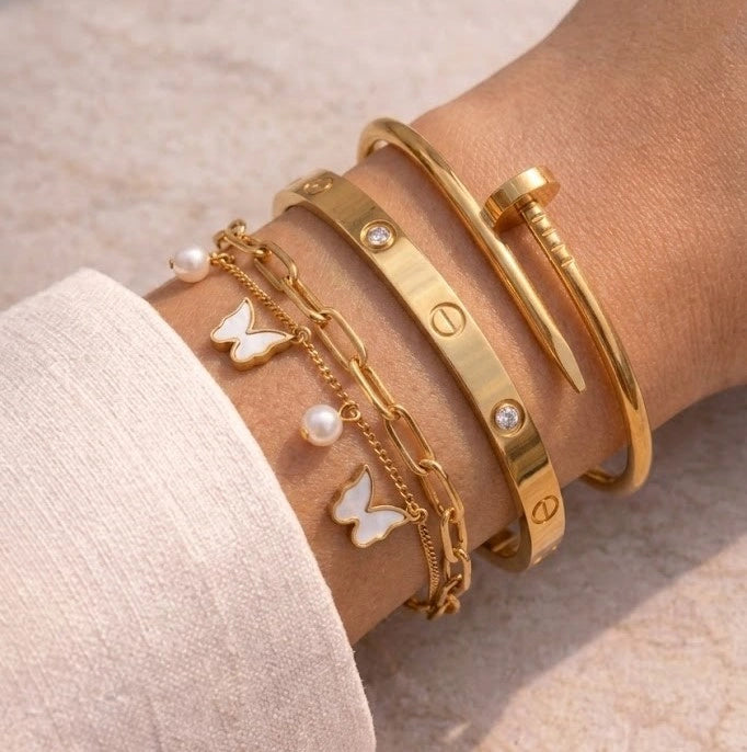 Moncheri 'It-Girl' Gold Bracelet Stack | Anti-Tarnish 3-Piece Combo