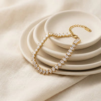 Teardrop Crystal Tennis Bracelet - Anti-Tarnish Gold Plated