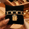 Elegant Rectangular Link Chain Bracelet Watch - Anti-Tarnish Gold Plated