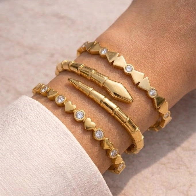 The "IT-Girl" Gold Plated Bracelet Stack (Set of 3)