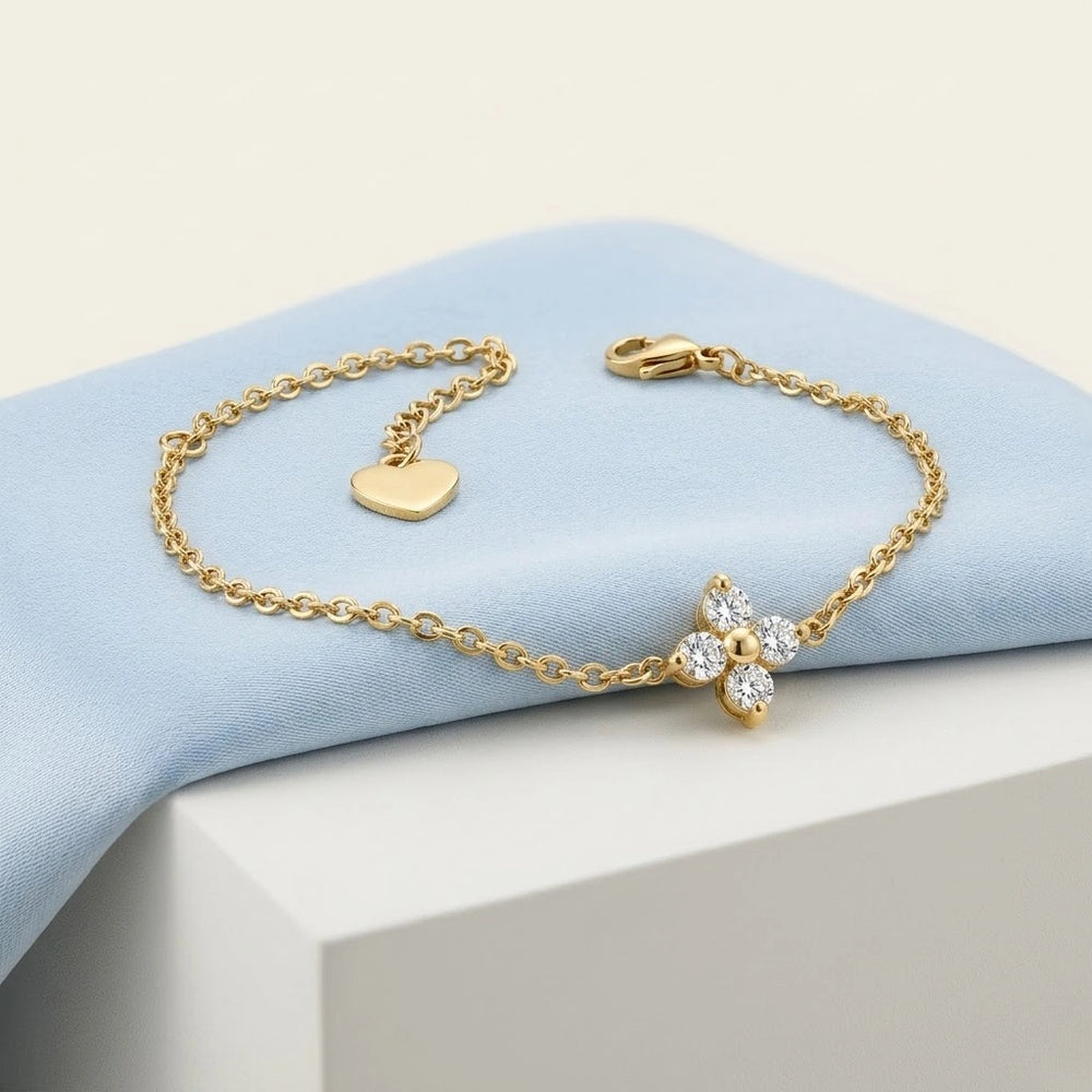 Floral Minimalist Gold-Plated Bracelet | Anti-Tarnish & Waterproof