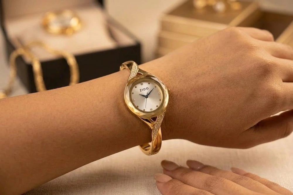 Luxe Crystal Gold Plated Bracelet Watch | Anti-Tarnish