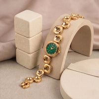 Moncheri Minimalist Green Dial Watch - Premium Anti-Tarnish Gold Plated Bracelet Watch