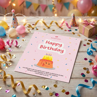 Happy Birthday Greeting Card - Pink Sparkle Cake Edition