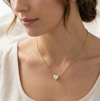 Heart Diamond Look Necklace - Anti-Tarnish Western Jewellery