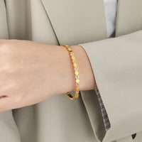 Hexagon Geometric Anti-Tarnish Gold-Plated Bracelet | Minimalist Korean Bangle