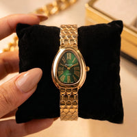 Moncheri Jewels Anti-Tarnish Gold Plated Emerald Green Serpent Watch