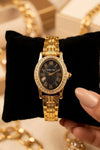 Premium Black Dial Anti-Tarnish Gold Plated Watch for Women | Moncheri Jewels