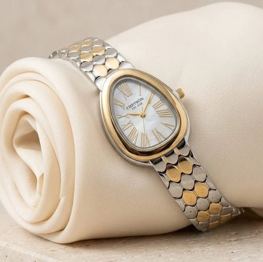 Serpentine Teardrop Two-Tone Watch | Anti-Tarnish Gold Plated | Moncheri Jewels