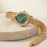 Emerald Teardrop Luxury Watch - Anti-Tarnish Gold Plated | Moncheri Jewels