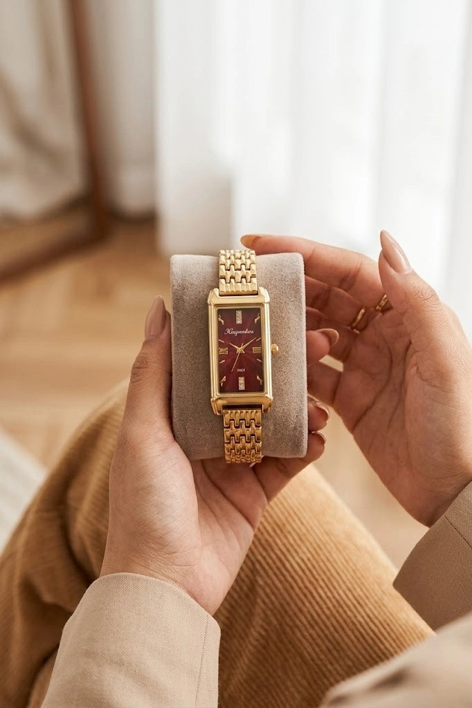 The Vintage Stella Gold-Plated Watch - Maroon Dial