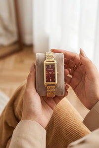 The Vintage Stella Gold-Plated Watch - Maroon Dial