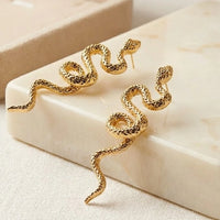 Snake Statement Earrings - Anti-Tarnish Gold Plated