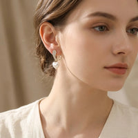 Korean Heart Pearl Drop Earrings - Dainty Gold CZ Fashion Earrings | Moncheri