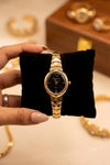 MonCheri Minimalist Gold Plated Analog Watch for Women – Sleek Black Dial