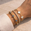 Anti-Tarnish Gold Plated 3-Piece Bracelet Stack | Evil Eye, Clover & Tennis | Old Money Aesthetic