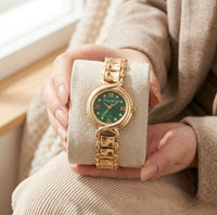 Elegant Green Dial Anti-Tarnish Gold Plated Watch for Women