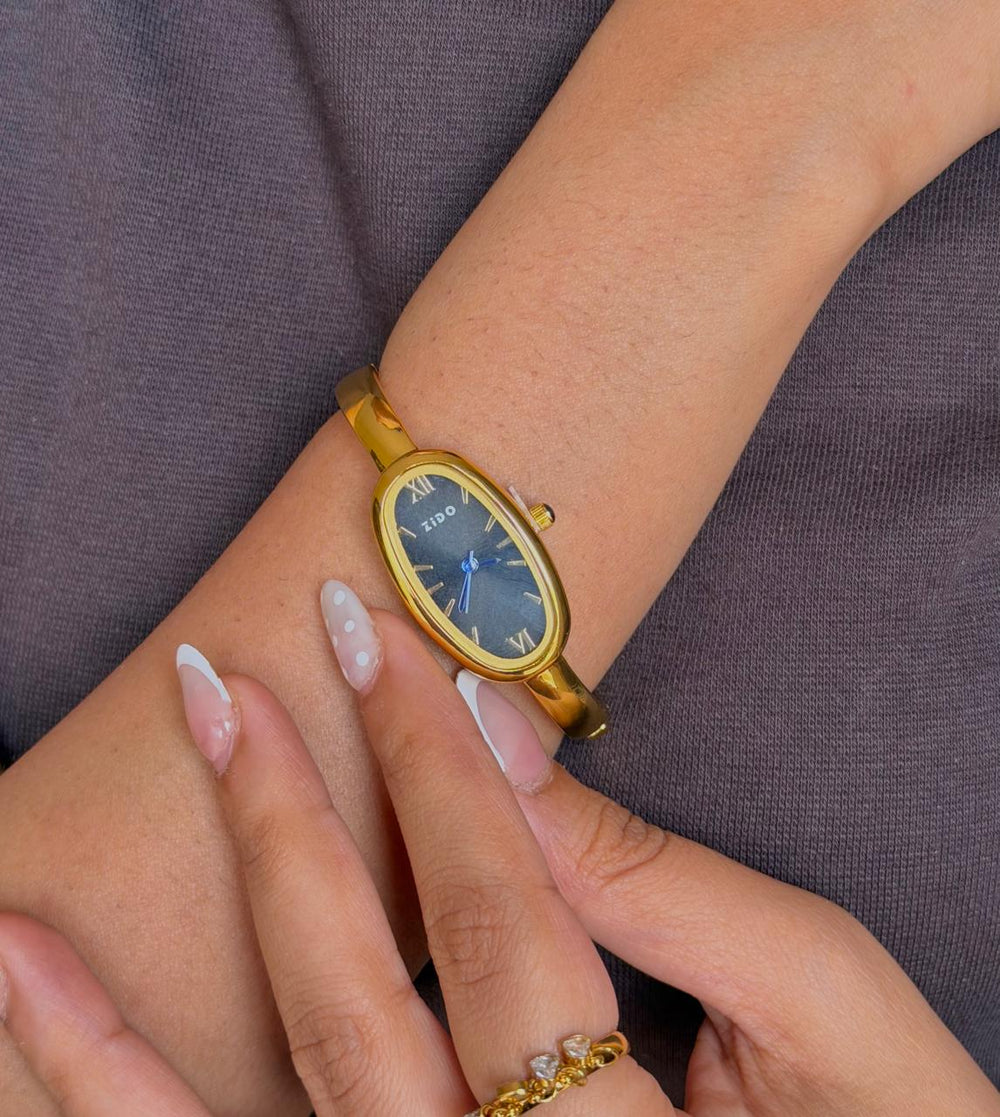 Moncheri Oval Dial Elegant Anti-Tarnish Gold Plated Watch