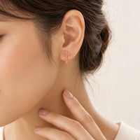 Pink Stone Cross Stud Earrings | Anti-Tarnish Gold Plated