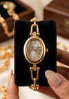 Vintage Oval Anti-Tarnish Gold Plated Chain Watch