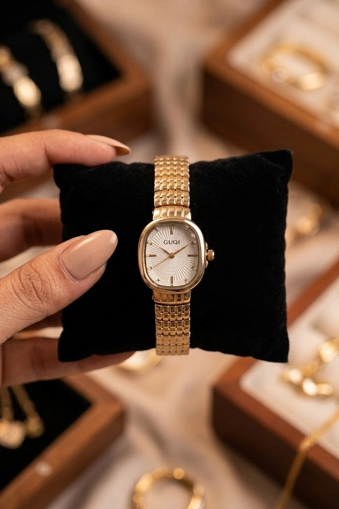 Vintage Aesthetic Oval Dial Anti-Tarnish Gold Plated Watch